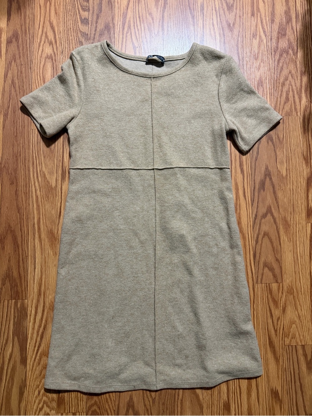 Zara Short-Sleeve Mini Dress in Taupe